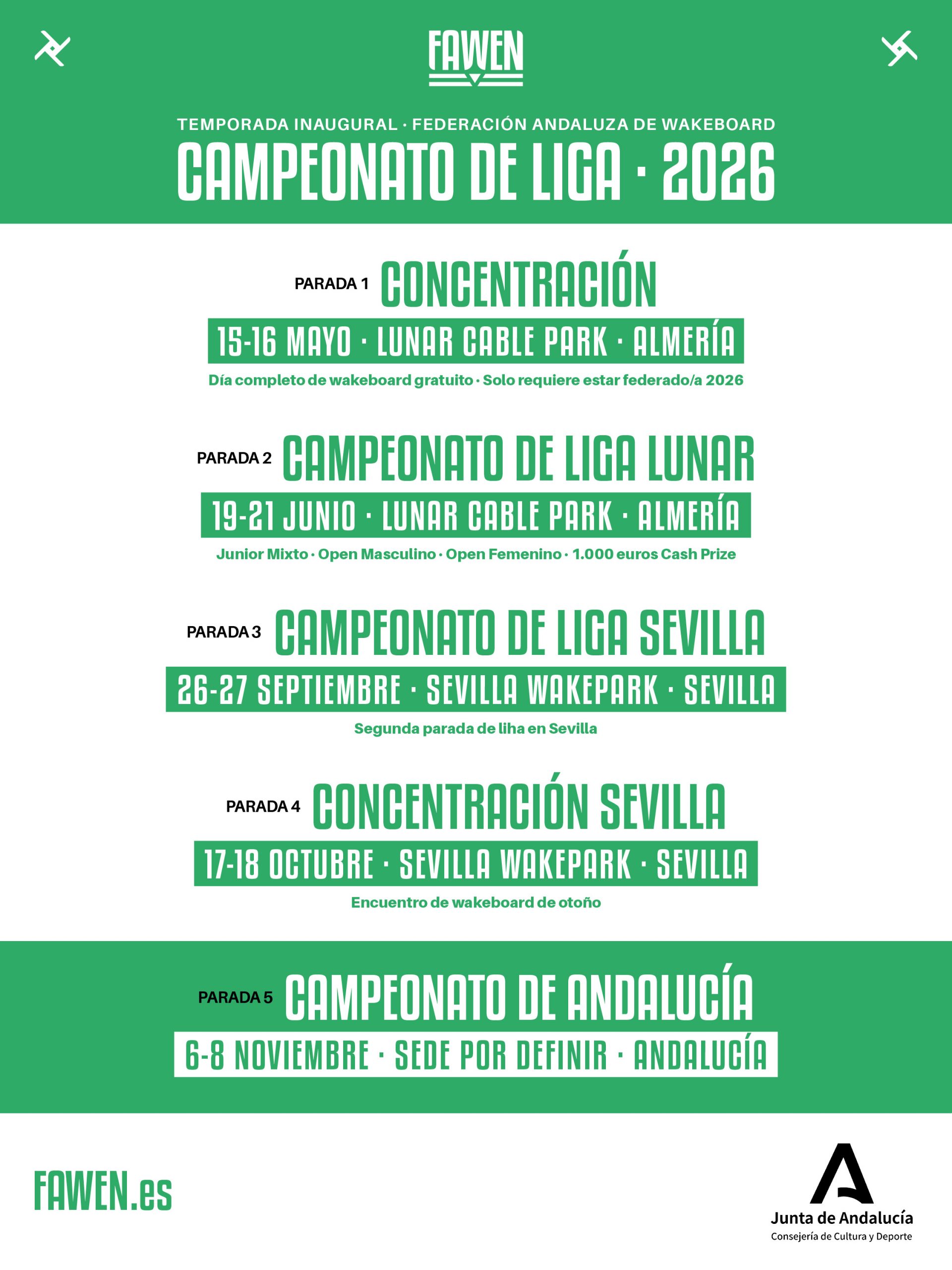 Calendario de competiciones FAWEN 2026