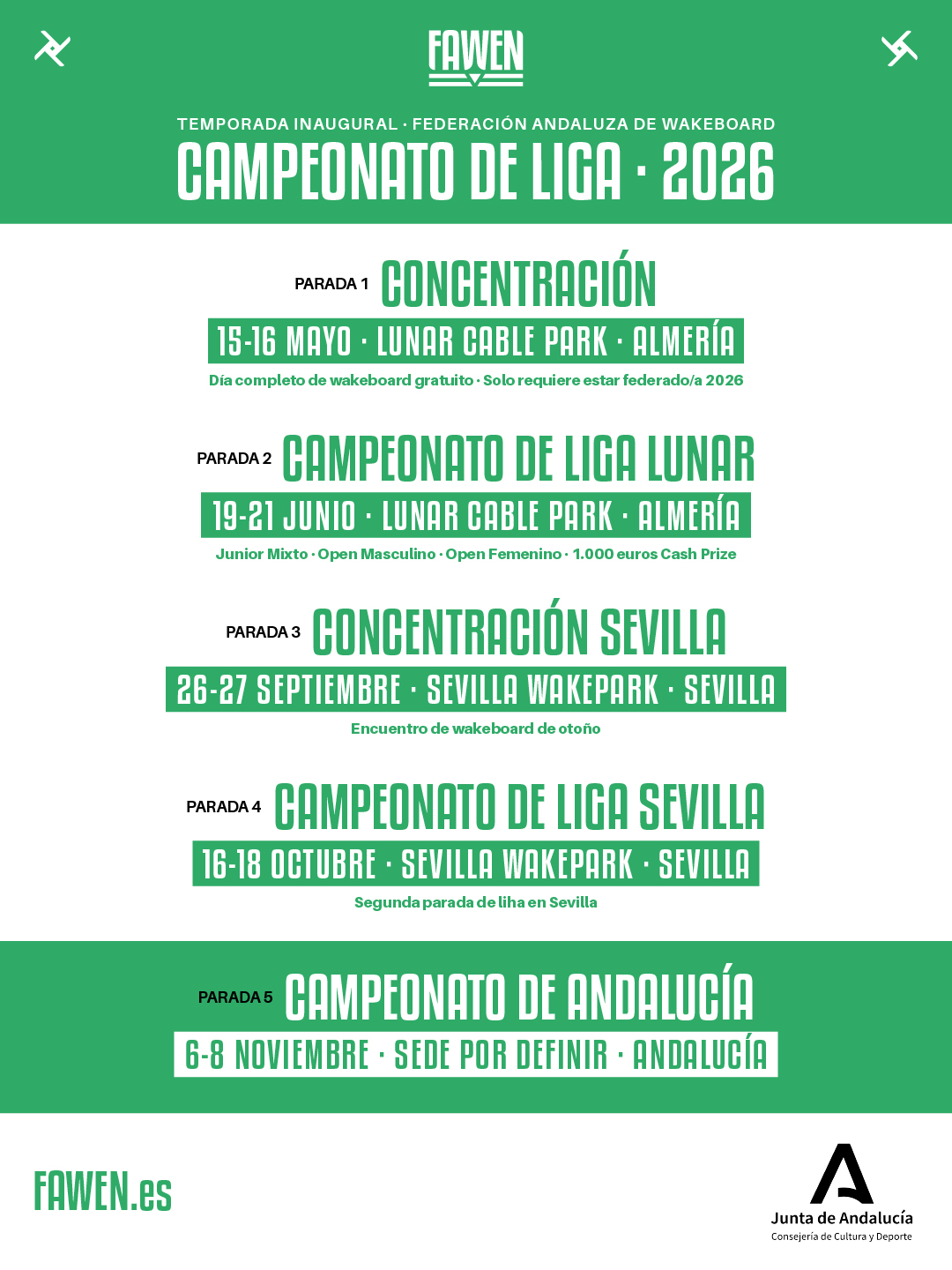Calendario de competiciones FAWEN 2026